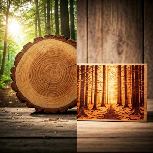 Laser beam interacting with various wood species,