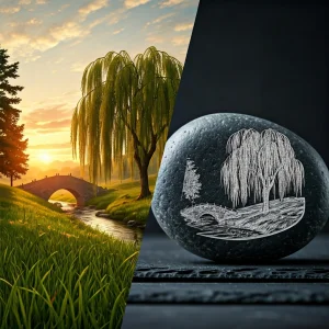 Personalized stone keepsakes, engraved with names or messages, for a loved one's lasting remembrance.