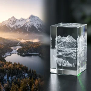 Sinar laser membentuk ukiran 3D presisi di dalam blok kristal bening