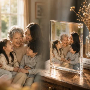 Placa fotográfica personalizada con una familia