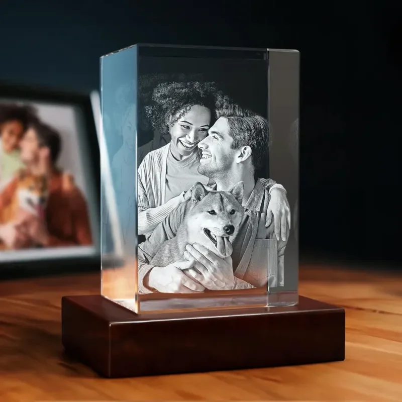 Personalized Cube Crystal Photo – K9 Optical Crystal with 2D & 3D Laser Engraving
