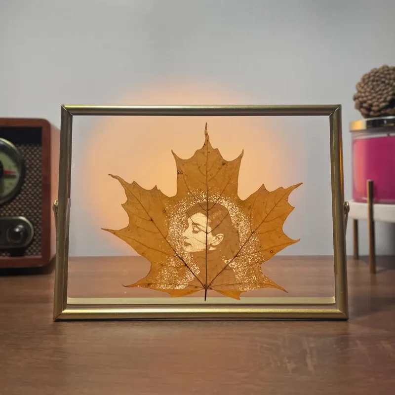 Personalized Maple Leaf Engraved Photo Frame – Custom Laser Engraved Real Maple Leaf Keepsake