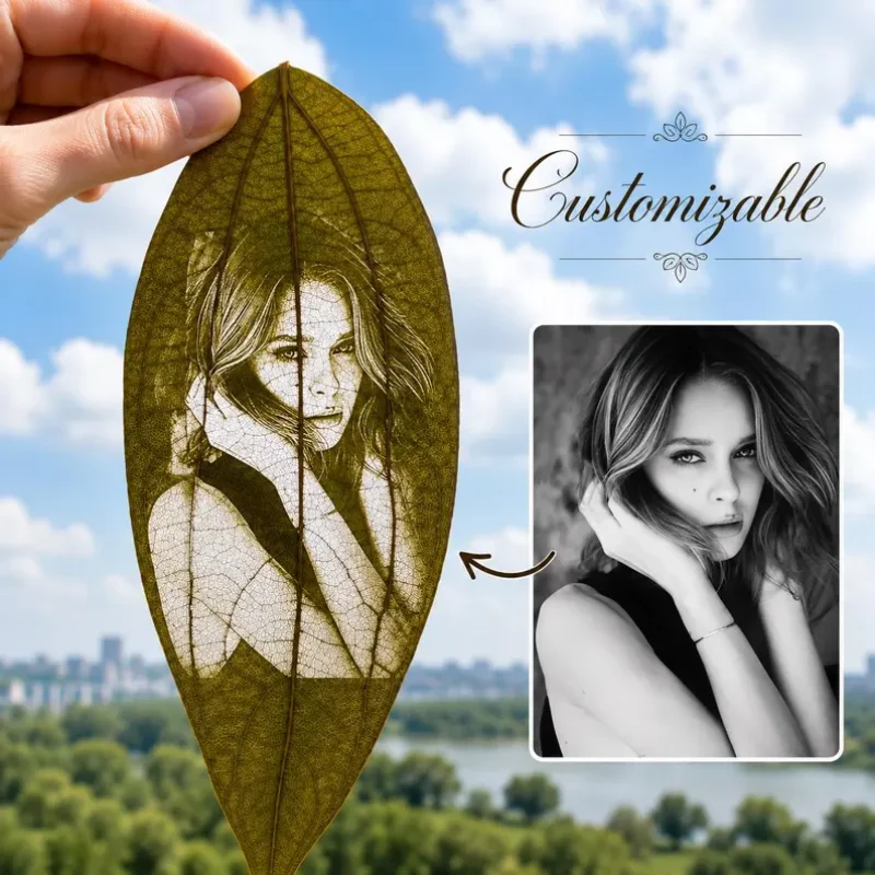 Custom Leaf Engraved Portrait – Personalized Laser Engraved Leaf Keepsake Gift