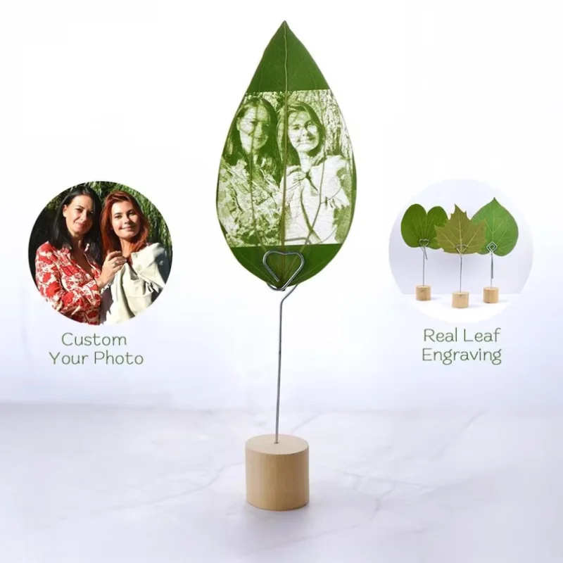 Custom Photo Leaf Laser Engraving (Frameless, with Display Stand)